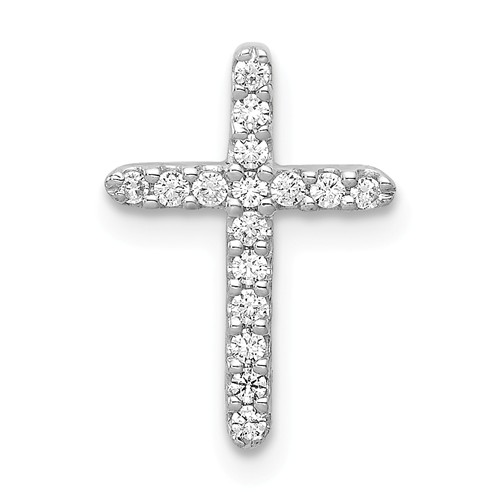 14k White Gold Petite 1/10 ct Diamond Cross Pendant