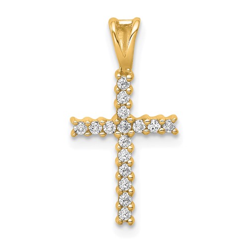 14k Yellow Gold Classic 1/6 ct tw Diamond Cross Pendant
