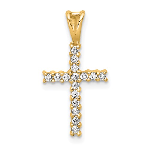 14k Yellow Gold Classic 1/6 ct tw Diamond Cross Pendant