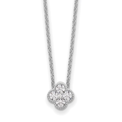 14k White Gold 1/4 ct tw True Origin Lab Grown Diamond Floral Bloom Necklace