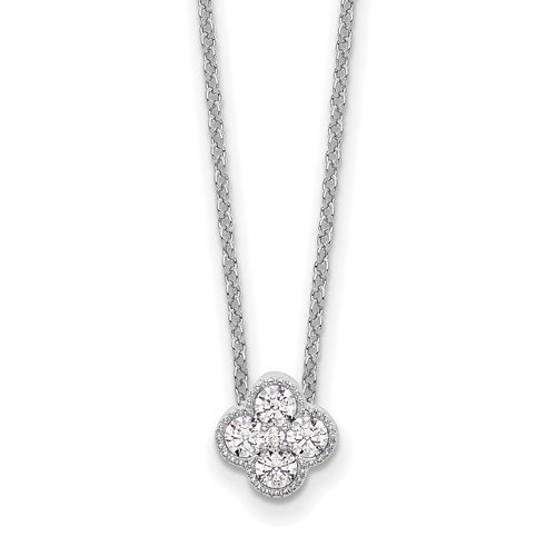 14k White Gold 1/4 ct tw True Origin Lab Grown Diamond Floral Bloom Necklace