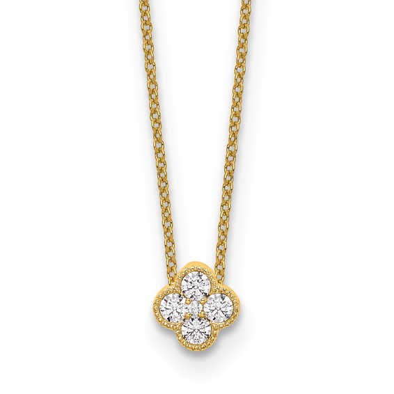 14k Yellow Gold 1/4 ct tw True Origin Lab Grown Diamond Floral Bloom Necklace