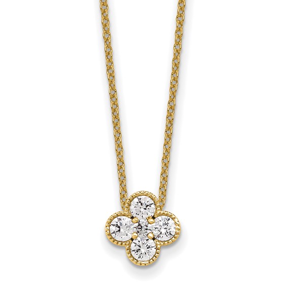14k Yellow Gold 1/2 ct tw True Origin Lab Grown Diamond Floral Bloom Necklace