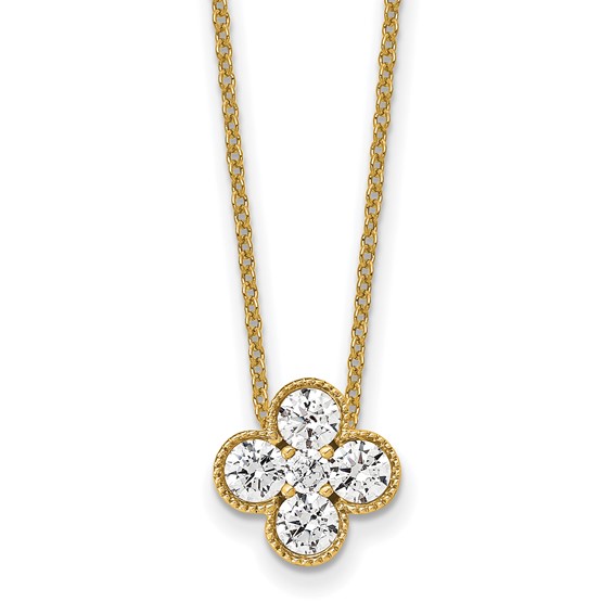 14k Yellow Gold 3/4 ct tw True Origin Lab Grown Diamond Floral Bloom Necklace