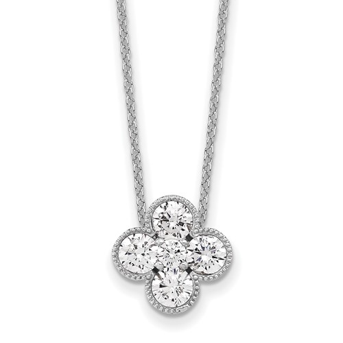 14k White Gold 1 ct tw True Origin Lab Grown Diamond Floral Bloom Necklace
