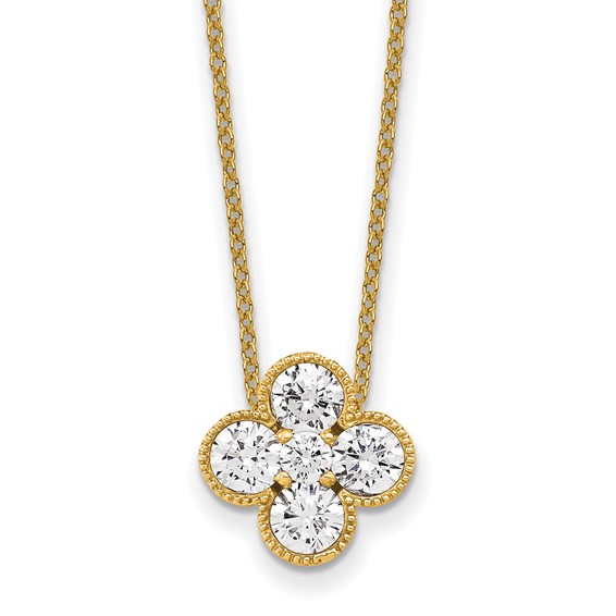 14k Yellow Gold 1 ct tw True Origin Lab Grown Diamond Floral Bloom Necklace