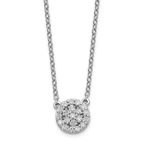 14k White Gold 1/5 ct tw Diamond Cluster Necklace