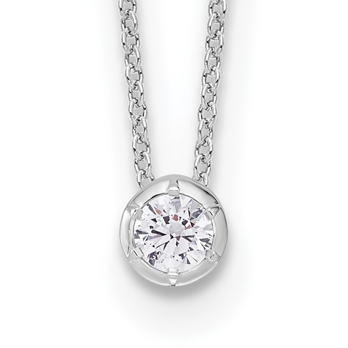 14k White Gold 1/4 ct Lab Grown Diamond Solitaire Bezel Necklace