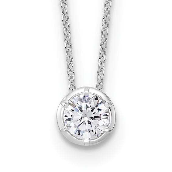 14k White Gold 3/4 ct Lab Grown Diamond Solitaire Bezel Necklace