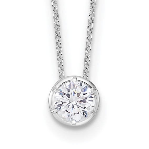 14k White Gold 1 ct Lab Grown Diamond Solitaire Bezel Necklace