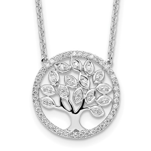 14K White Gold .29 ct tw Lab Grown Diamond Tree of Life Necklace