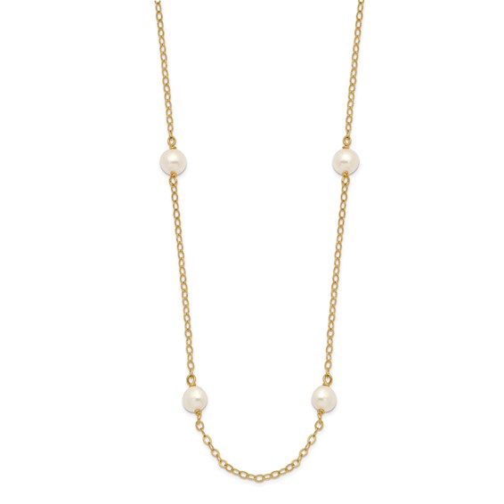 14k Yellow Gold 8-Station 4mm Freshwater Pearl 16in Necklace