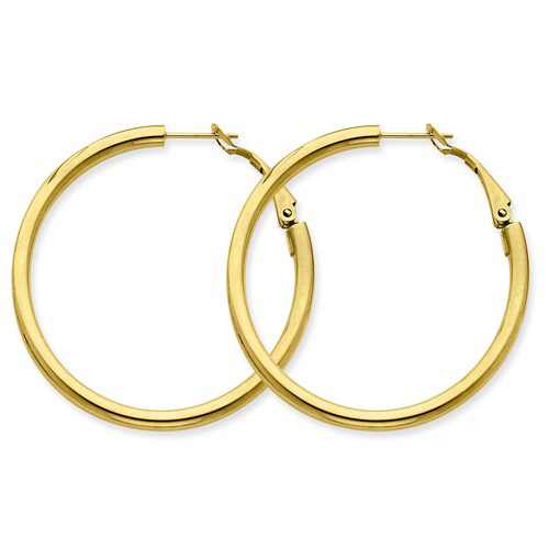 14kt Yellow Gold 1 1/2in Smooth Round Hoop Earrings 3mm