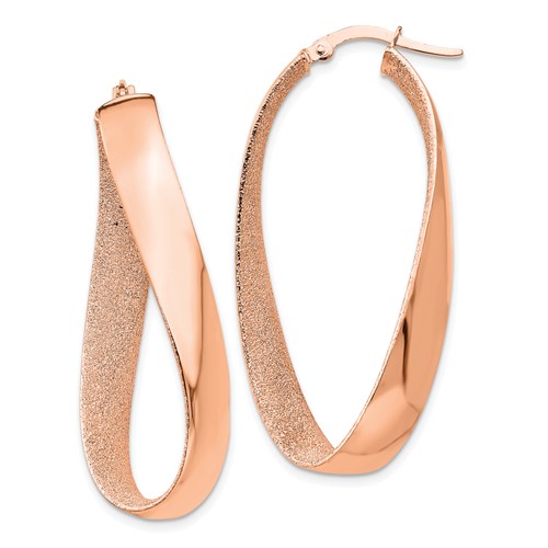 14kt Rose Gold 1 5/8in Italian Twisted Hoop Earrings