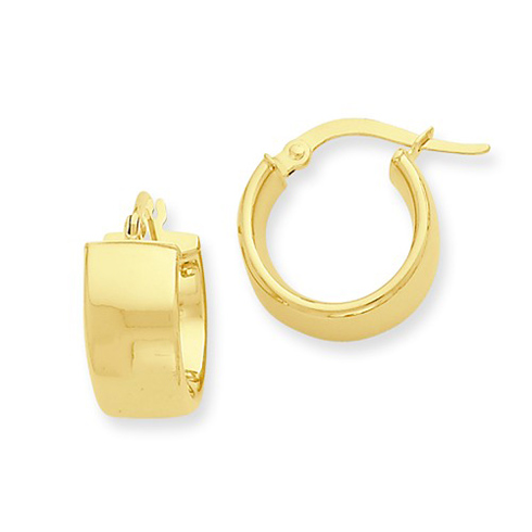 14kt Yellow Gold 3/8in Italian Huggie Hoop Earrings 6.75mm