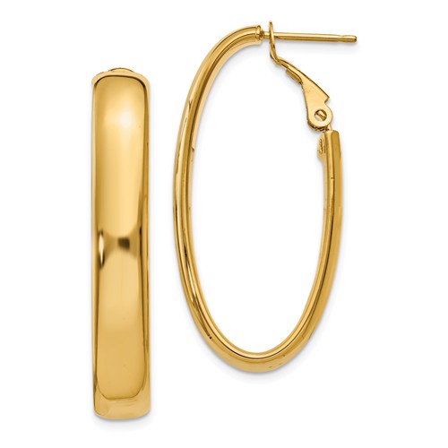 14kt Yellow Gold 1 3/8in Italian Oval Hoop Earrings 5.5mm