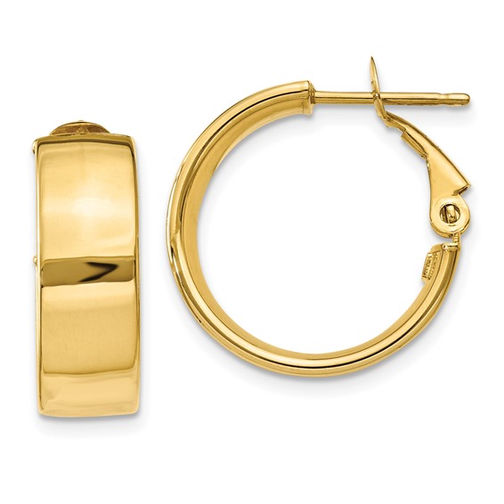 14k Yellow Gold 5/8in Huggie Earrings with Omega Backs 6.75mm