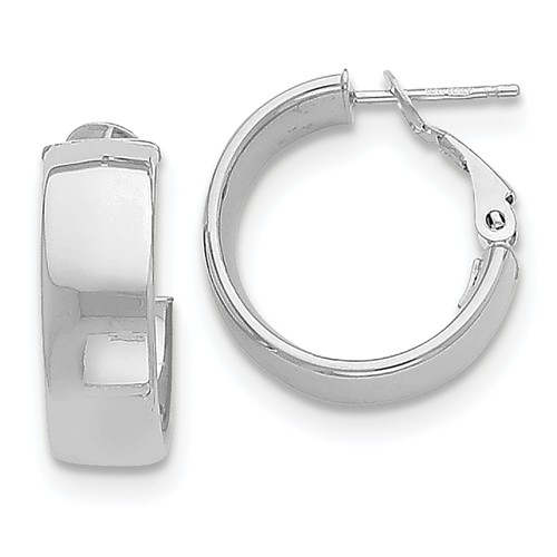 14k White Gold 3/4in Italian Huggie Earrings 6.75mm