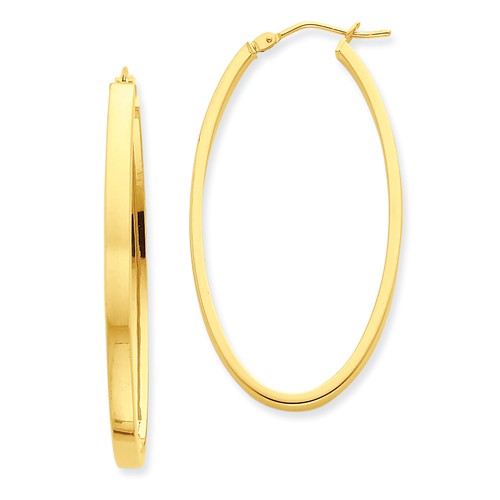 14kt Yellow Gold 1 3/4in Smooth Oval Hoop Earrings