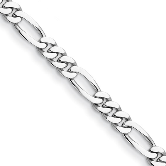 Herco Platinum 8in Figaro Link Bracelet 7.2mm