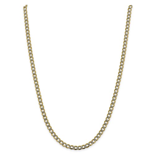 14k Yellow Gold with Rhodium Pave 20in Curb Chain 5.2mm PWF120-20
