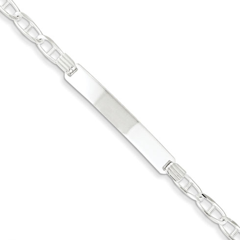 Sterling Silver 7in Anchor Link Large ID Bracelet
