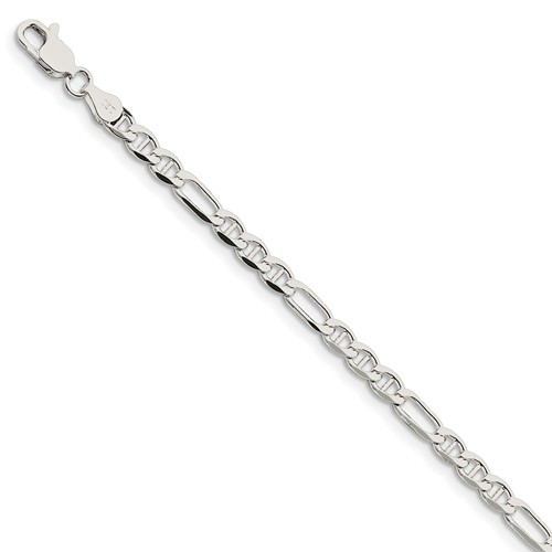 Sterling Silver 8in Figaro Bracelet 3.75mm