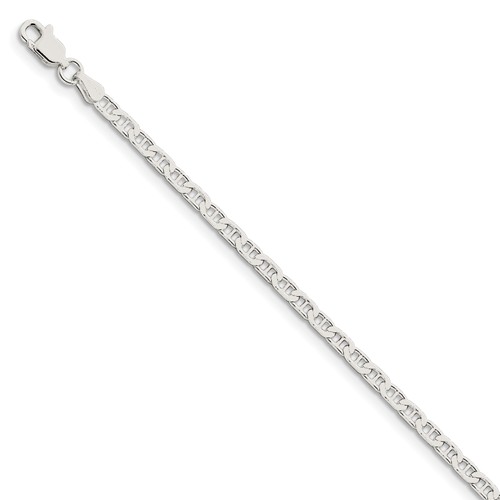 Sterling Silver 8in Italian Flat Anchor Link Bracelet 3mm