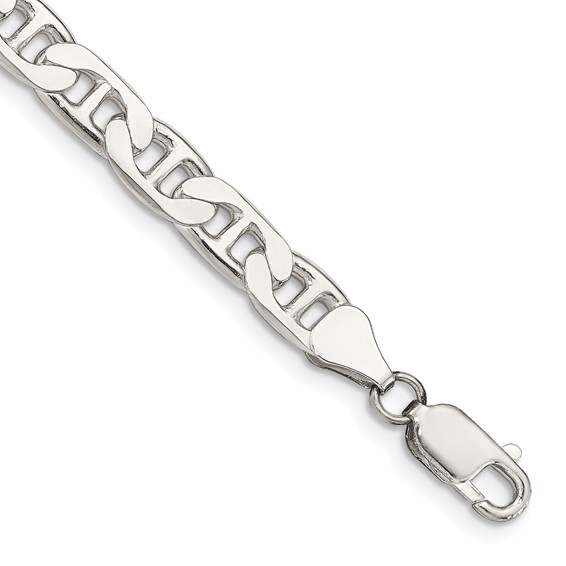 Sterling Silver 7in Anchor Link Bracelet 6.5mm
