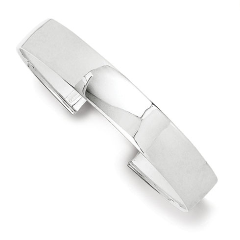 Sterling Silver 11mm Smooth Cuff Bangle Bracelet