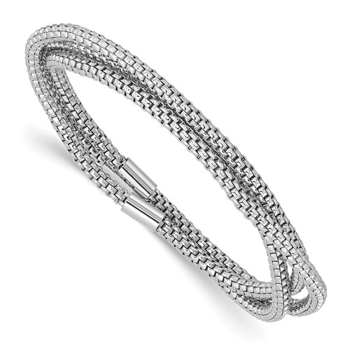 Sterling Silver 3 Intertwined Stretch Mesh Bracelets
