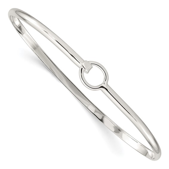 Sterling Silver Flexible Bangle Bracelet with Hook Clasp