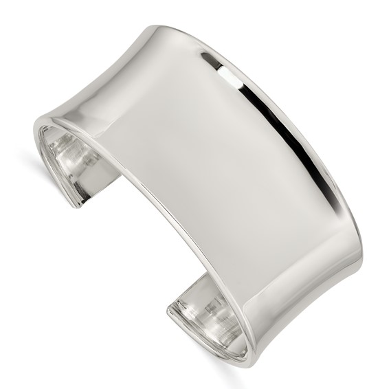 Sterling Silver 30mm Concave Cuff Bangle Bracelet