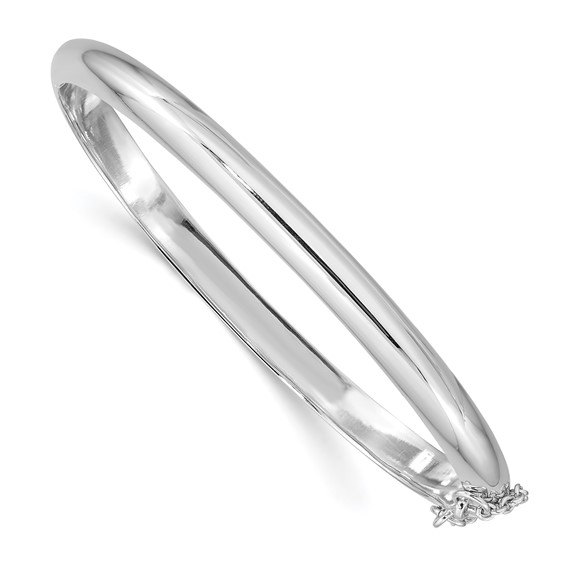 Sterling Silver 7 1/4in Hollow Bangle Bracelet with Chain
