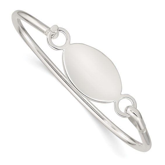 Sterling Silver Bangle with Oval ID Plate Bracelet