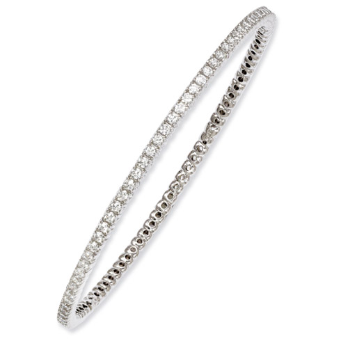 Sterling Silver Rhodium Plated with CZ Bangle