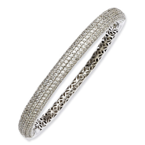 Sterling Silver Rhodium Plated with CZ Paveé Bangle