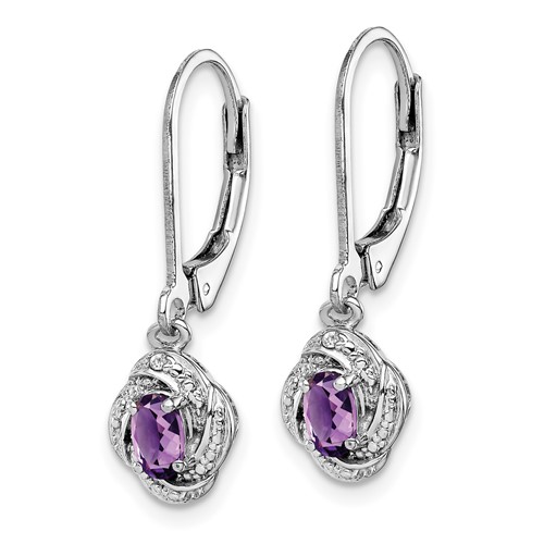 0.6 ct Sterling Silver Diamond and Amethyst Earrings