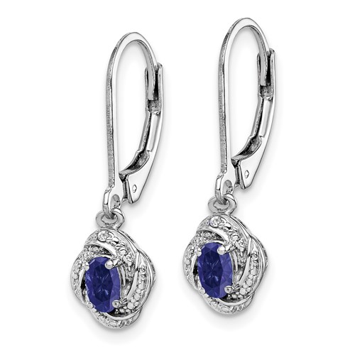 Sterling Silver Diamond and Created Sapphire Earrings
