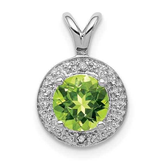 0.9 ct Sterling Silver Diamond and Peridot Pendant