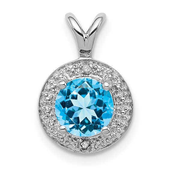 1 ct Sterling Silver Diamond and Blue Topaz Pendant