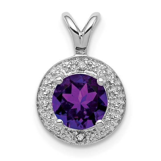 0.75 ct Sterling Silver Diamond and Amethyst Pendant