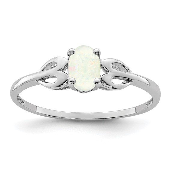 Sterling Silver Created Opal Ring with Hearts
