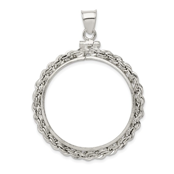 Sterling Silver Half Dollar Coin Rope Bezel Pendant