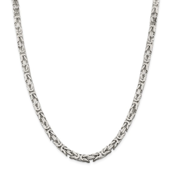 Sterling Silver 22in Square Byzantine Chain 8.25mm