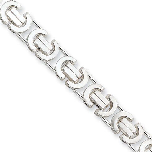 Sterling Silver 8in Flat Byzantine Bracelet 8.25mm