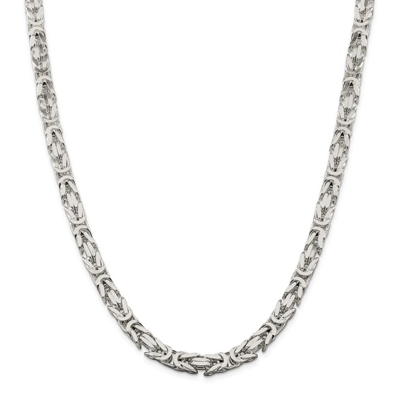 Sterling Silver 22in Square Byzantine Chain 7.5mm