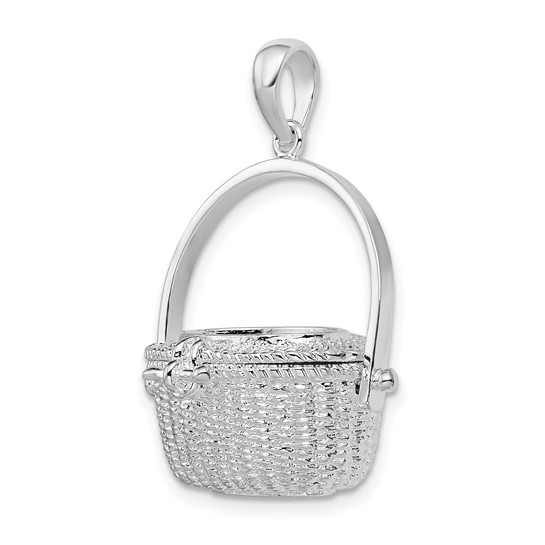 Sterling Silver Moveable 3D Nantucket Basket Pendant