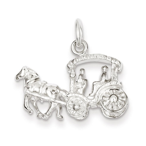 Horse & Carriage Charm - Sterling Silver