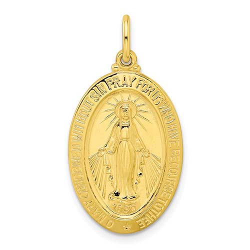 Gold-plated Sterling Silver Oval Miraculous Medal 1in